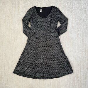 Anne Klein Black Metallic Lace Midi Dress 6